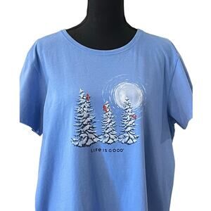LIFE IS GOOD Crusher Tee Women's XL T-Shirt Snowy Pines Cardinal Short Sleeves